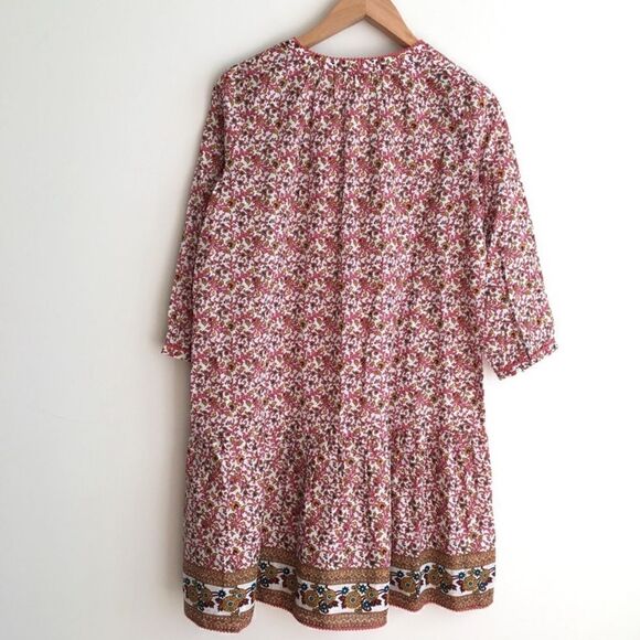 LOFT Beach Peasant Boho Floral Pom Pom Dress Coverup Size Small - Picture 5 of 6